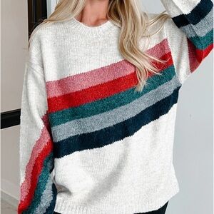 Oatmeal multicolor stripes sweater medium